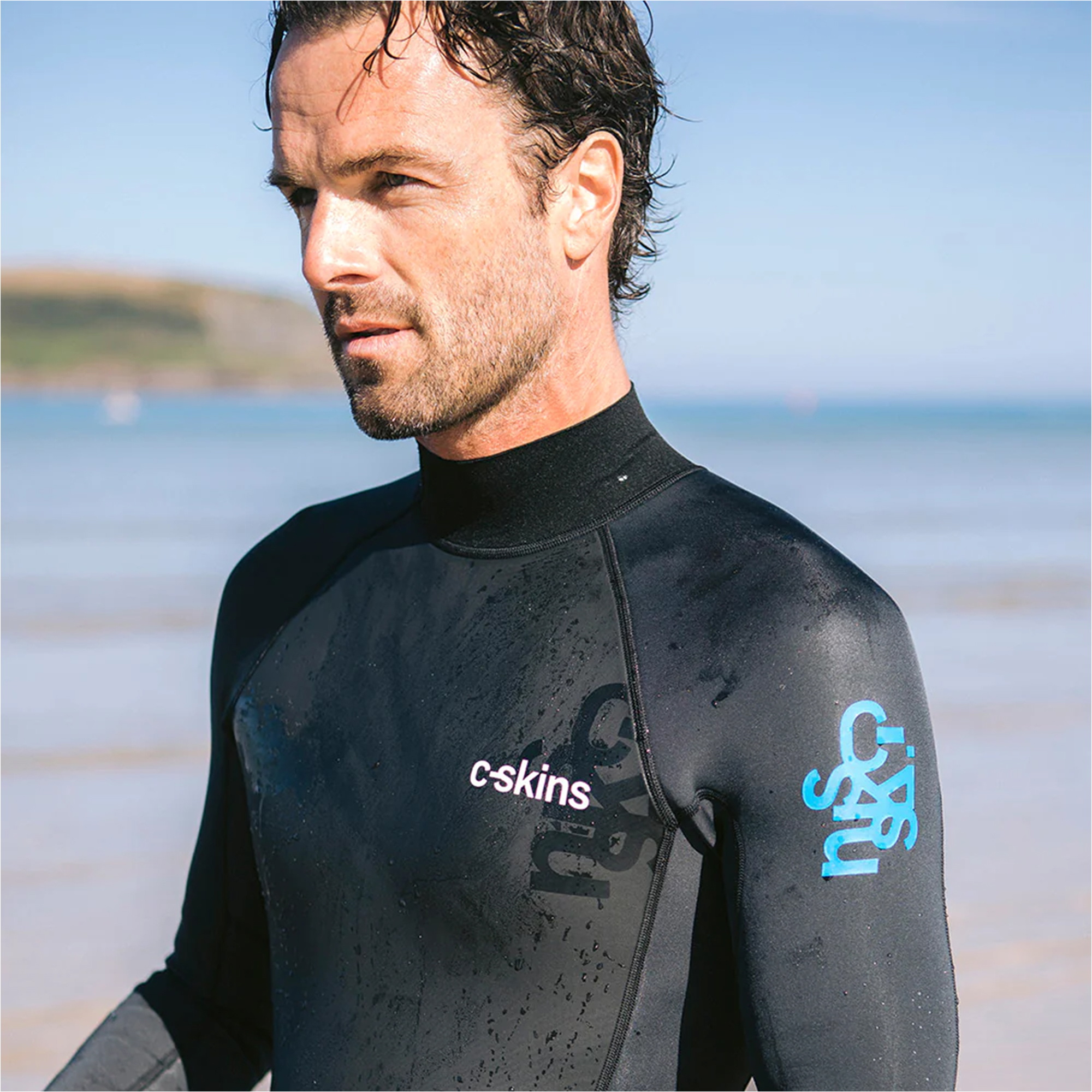 2026 C-Skins Hombres Element 3/2mm Back Zip Neopreno C-EL32STM - Black / Anthracite / Cyan